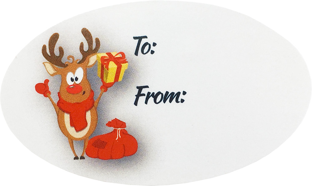 Rudolph Reindeer 4 Designs Gift Present Tags, 1.5 x 2.5 Inches, 100 Labels Total