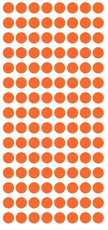 1/4″ Orange Dots Round Vinyl Color Code Inventory 1/4 Inch Dot Stickers