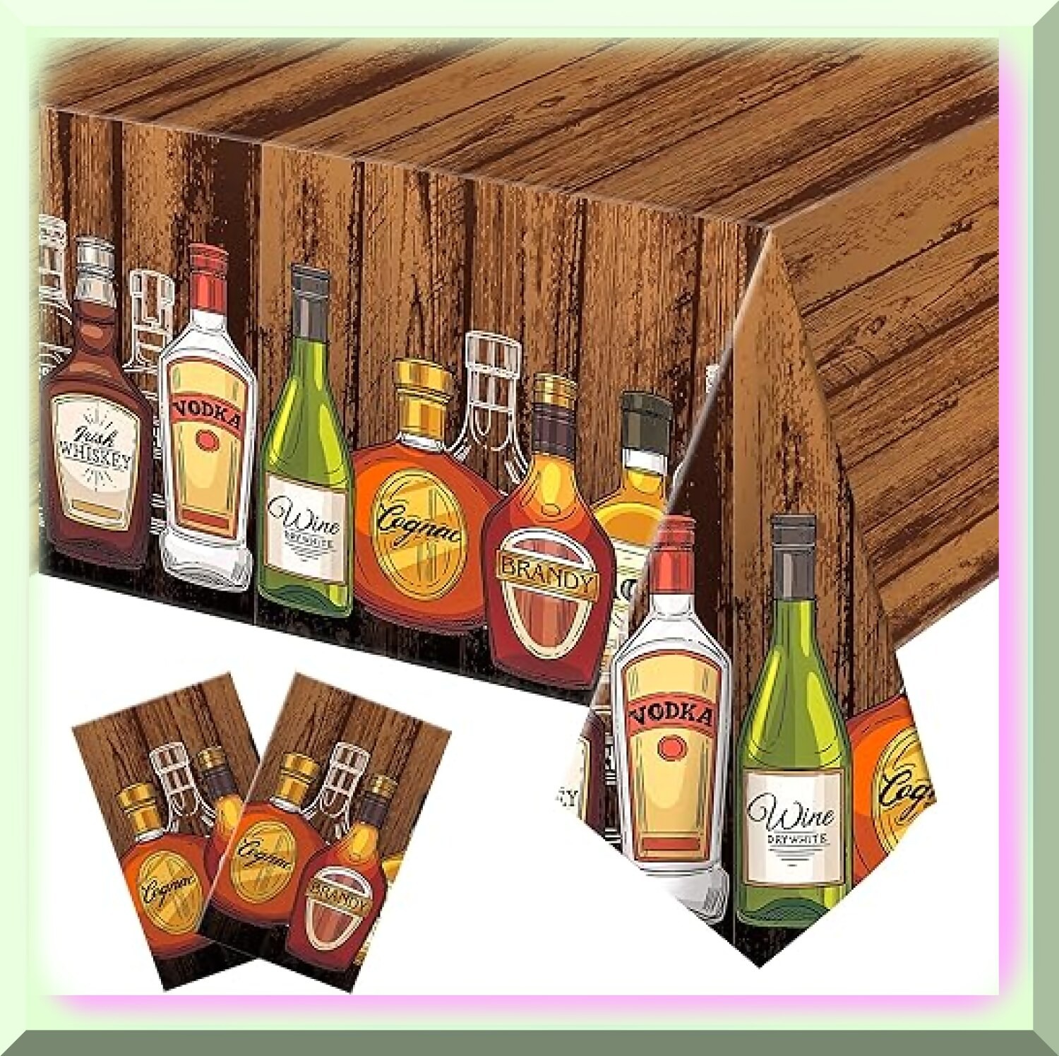 Whiskey Theme Party Table Covers Set 86.6×51.2 inches