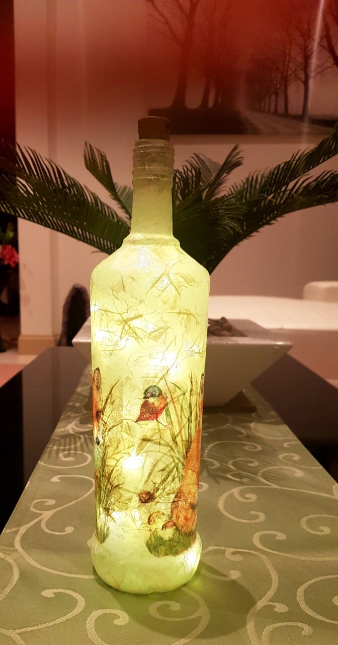 Hand Decorated Fox Light Up Bottle – Unique Gift for Animal Lovers