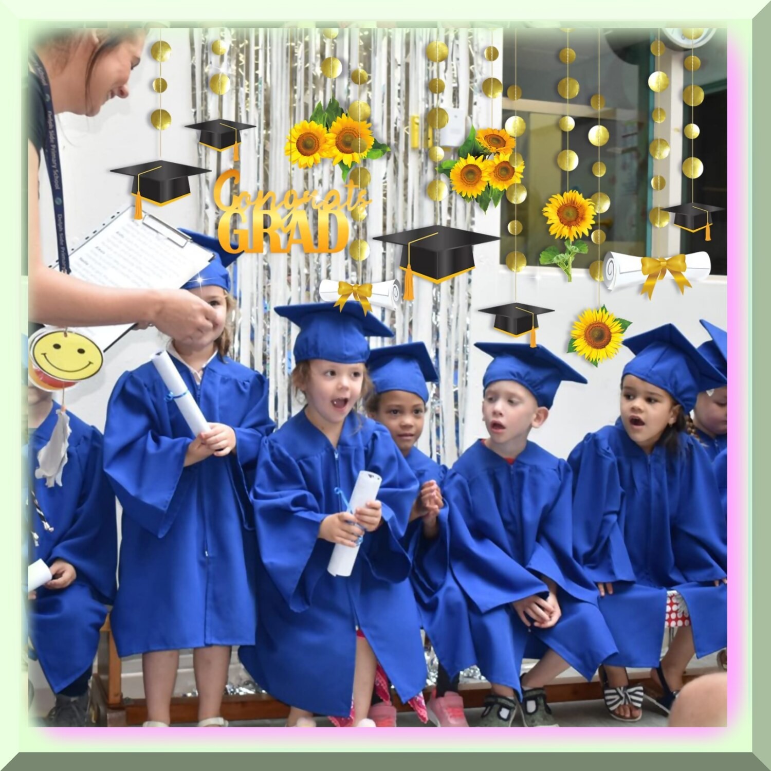 Sunflower Graduation Party Decor Set with Banner and Stars