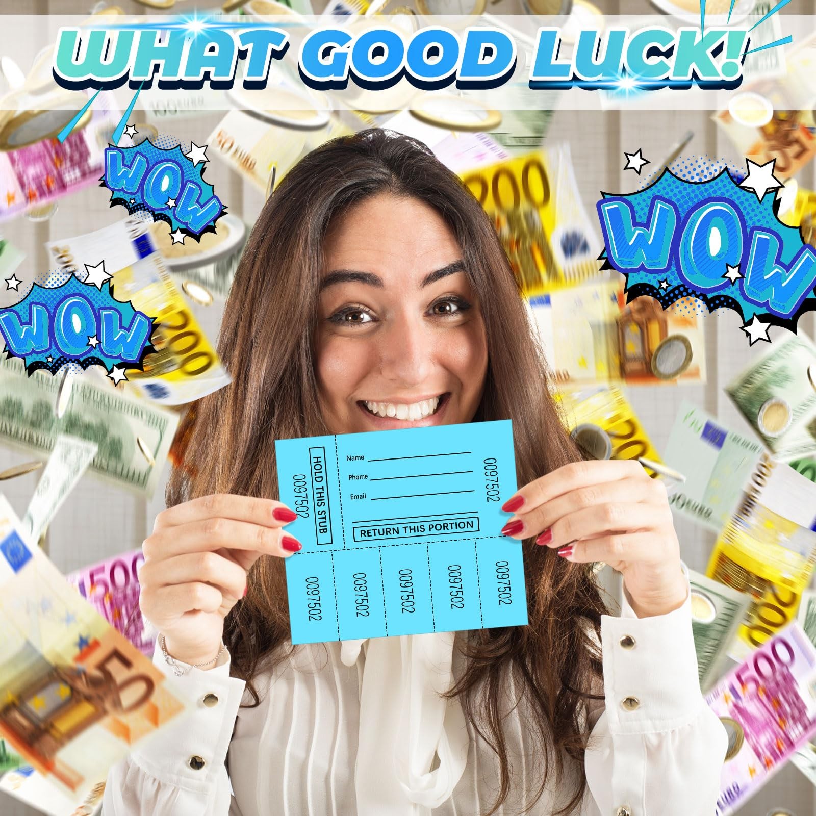 1000 Sheet 5 Bid Raffle Auction Tickets Numbered Tags Fundraiser Lake Blue