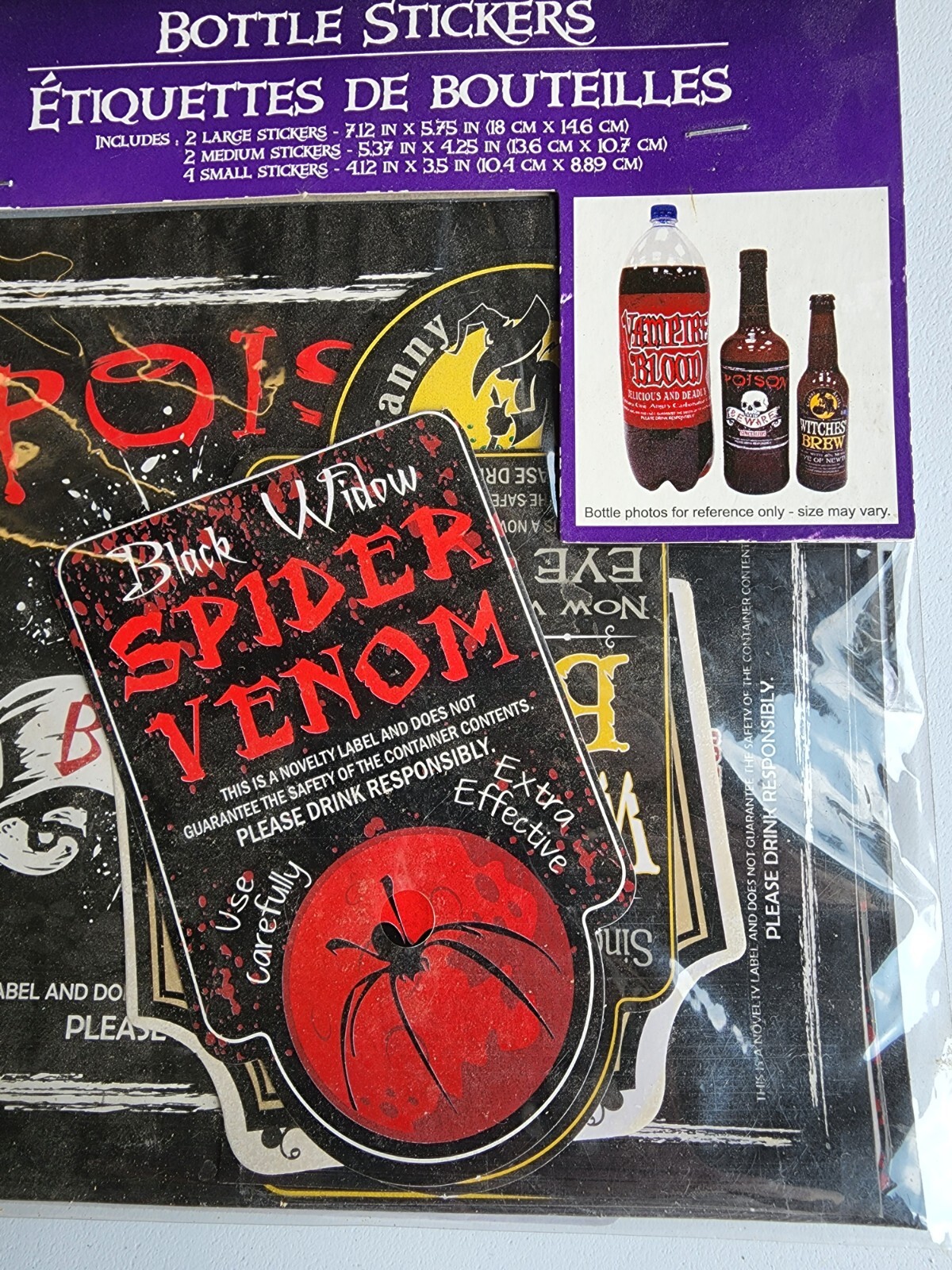 Halloween Bottle potion Stickers Poison Spider Witch Brew TrickTreat Centerpiece
