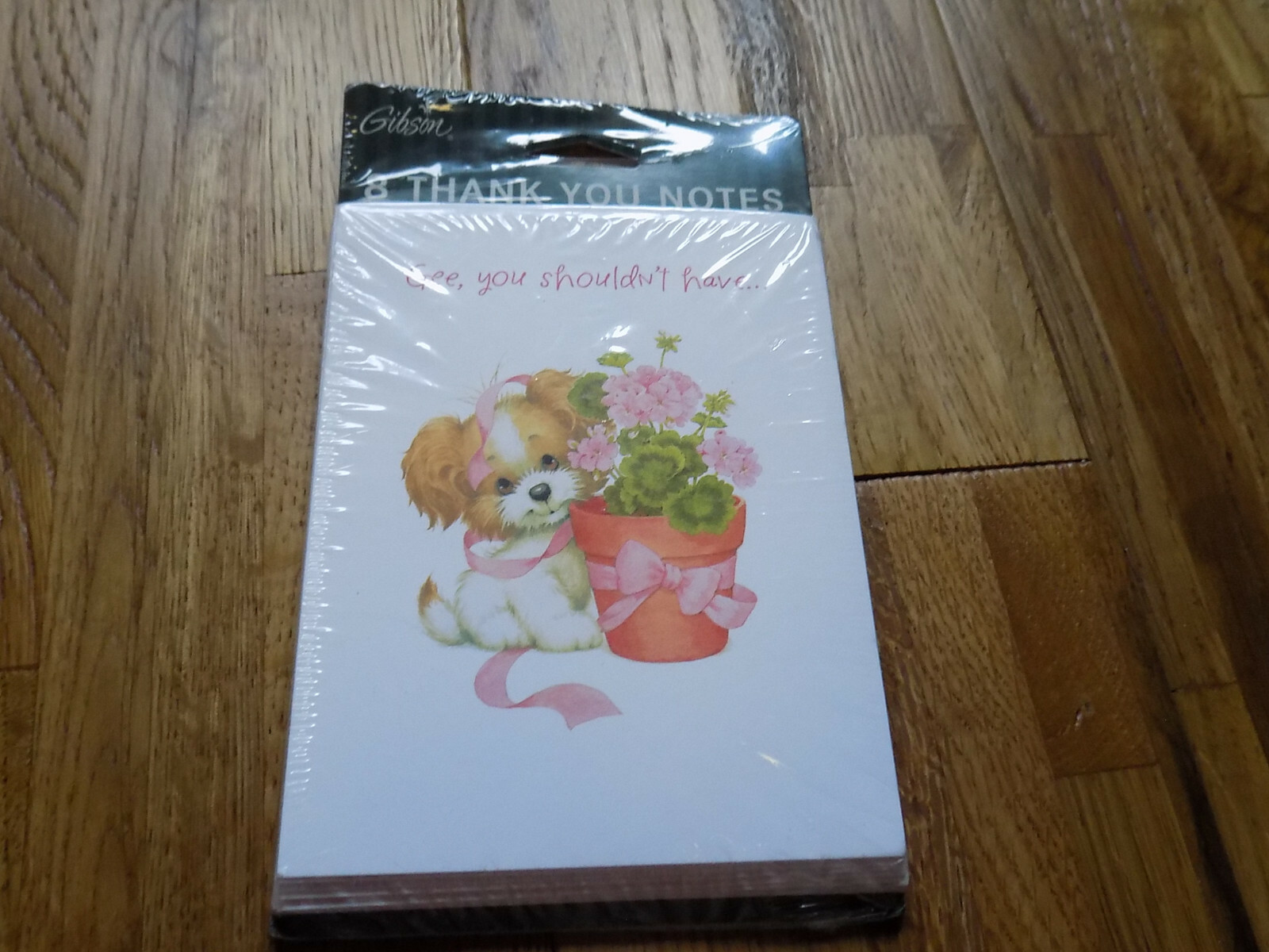 Thank You Notes Gibson 8 SEALED Puppy Flowers