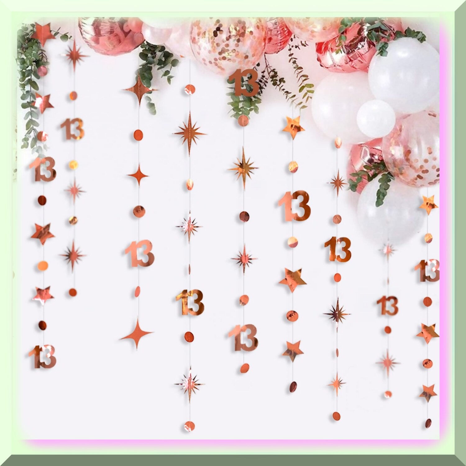 13th Birthday Party Kit with Rose Gold Decorations
