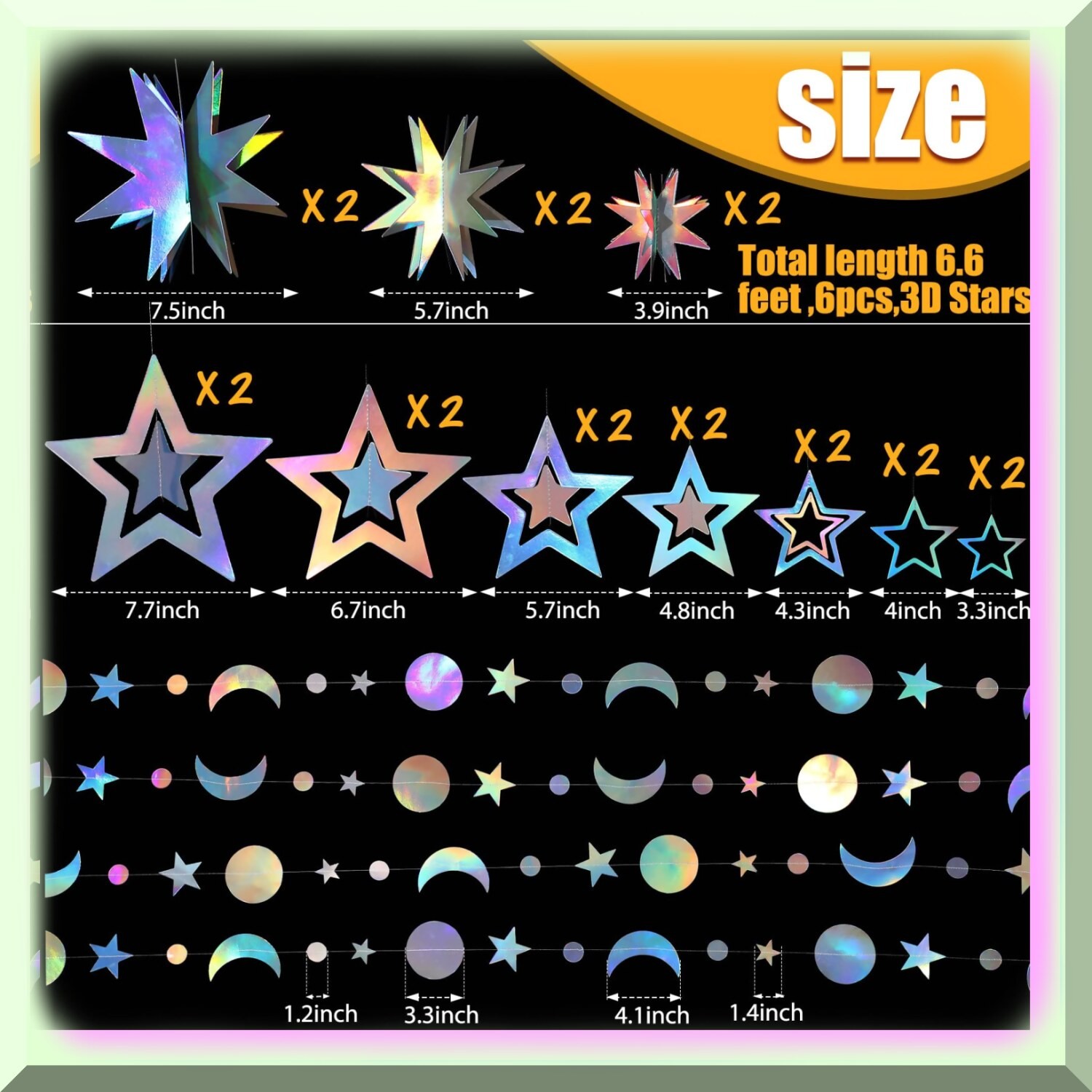 Iridescent Star Garland for Celebrations