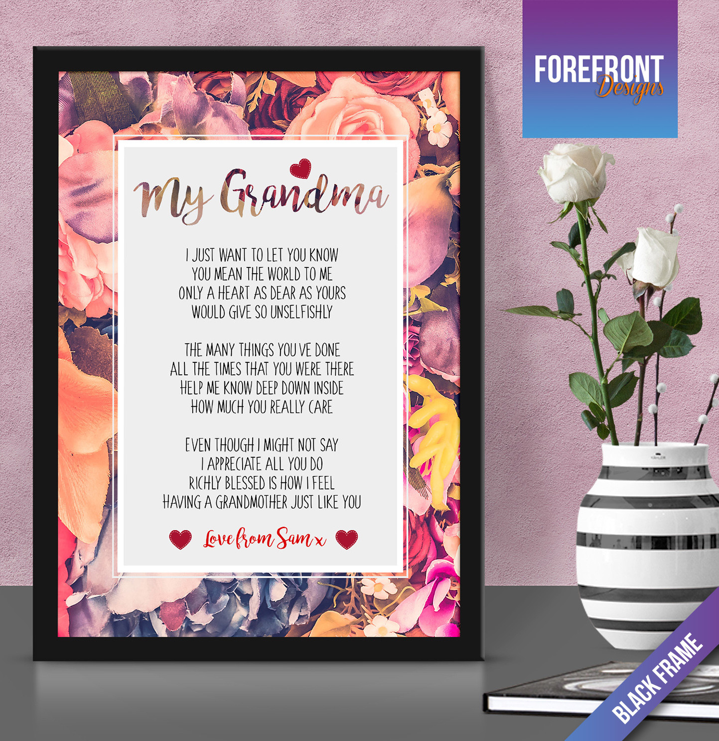 Personalised POEM PRINT, perfect GRANDMA/GRANDAD gift/keepsake,poster framed