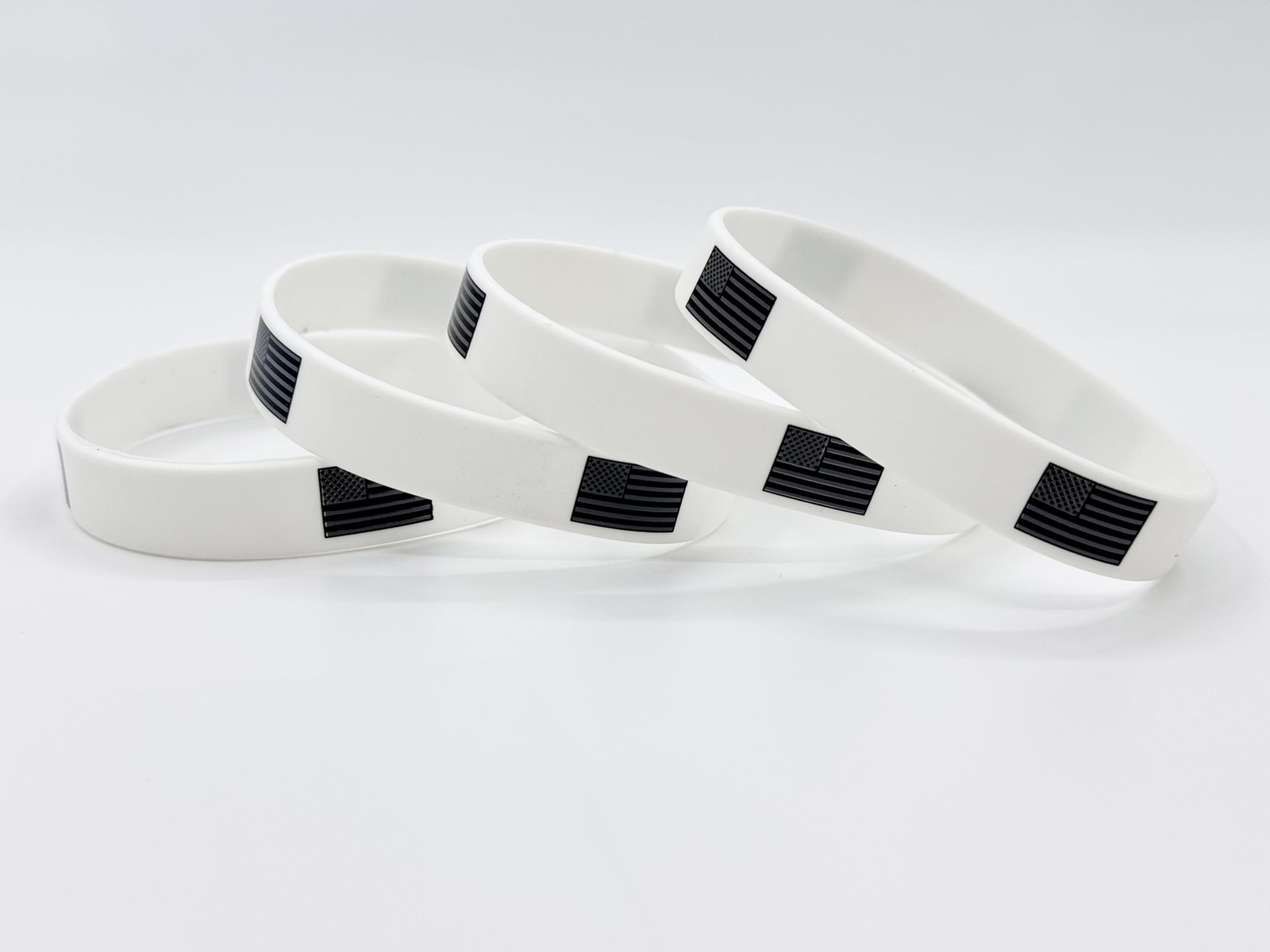4 Pcs Black America Flag Rubber Bracelets,USA Flag Silicone Bracelet, Rubber