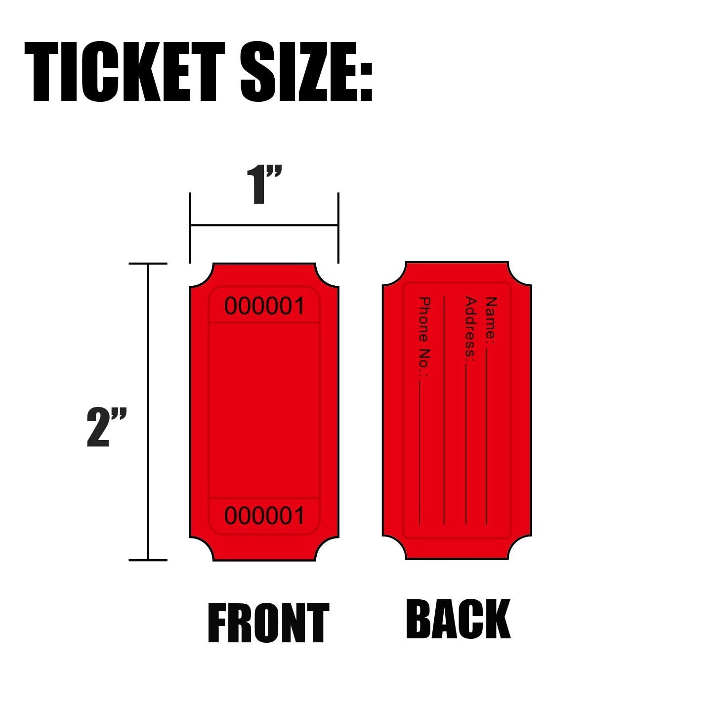 8000 Pcs Raffle Tickets – 4 Color Set, 2000 Pcs Each, Consecutively Numbered, Bl