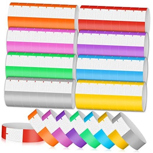 800 PCS Paper Wristbands for Events Party, 8 Colored Hand Wrist Bands