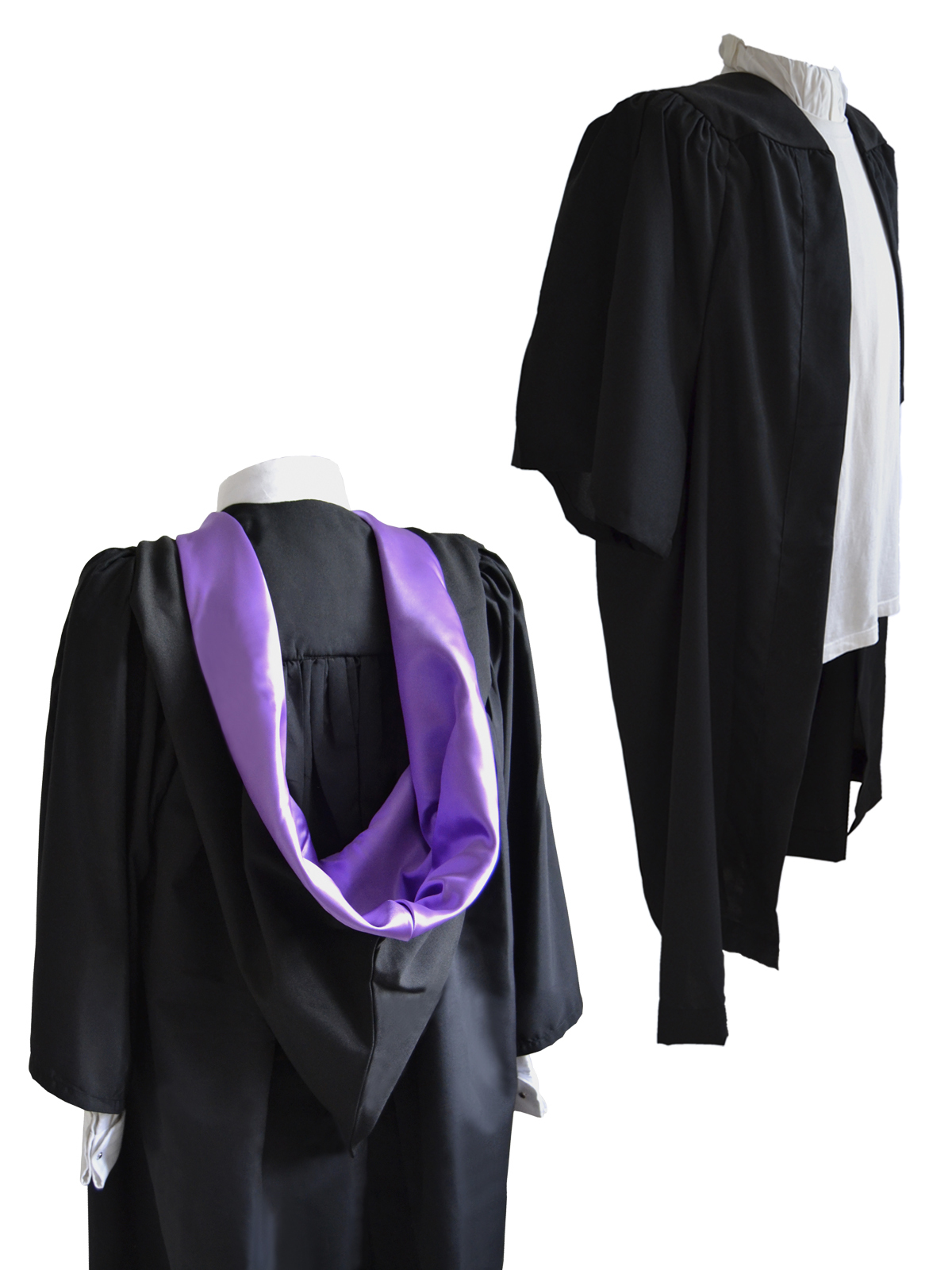 Fluted Bachelor BA Graduation Gown And Burgon Hood Set University Academic Robe