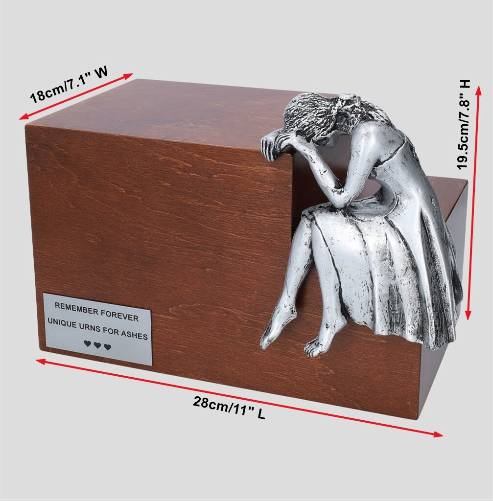 Ashes casket Unique Memorial Cremation Urn Artistic Weeping Woman Sculpture