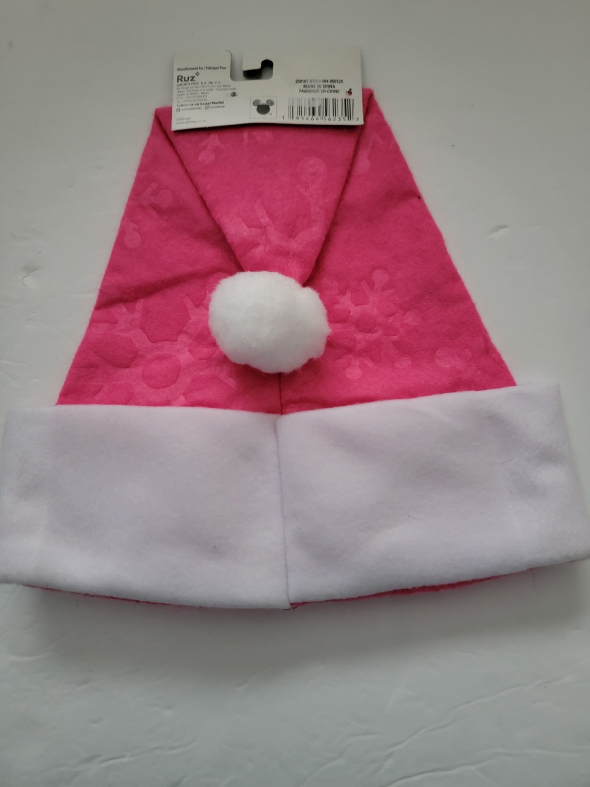 Minnie Mouse Christmas Santa Hat 12″ High Pink Felt With Pom Pom New