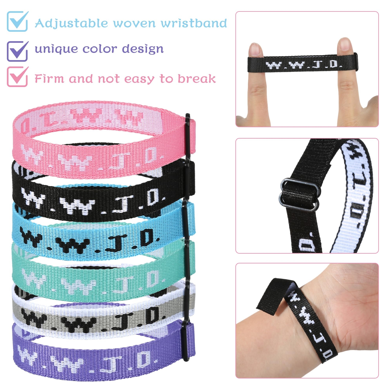 6 Pcs WWJD Rubber Bracelet Christian Gift Wristbands for Men Women