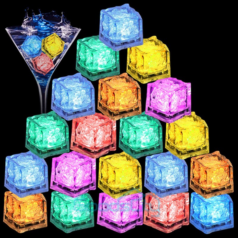 12-48X Party Bar Ice Cube Multi Color Rainbow Flash Light Up LED Glow Ice Cube