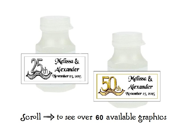 30 Personalized Anniversary Mini Bubbles Label Wrappers 25th, 40th, 50th, 60th