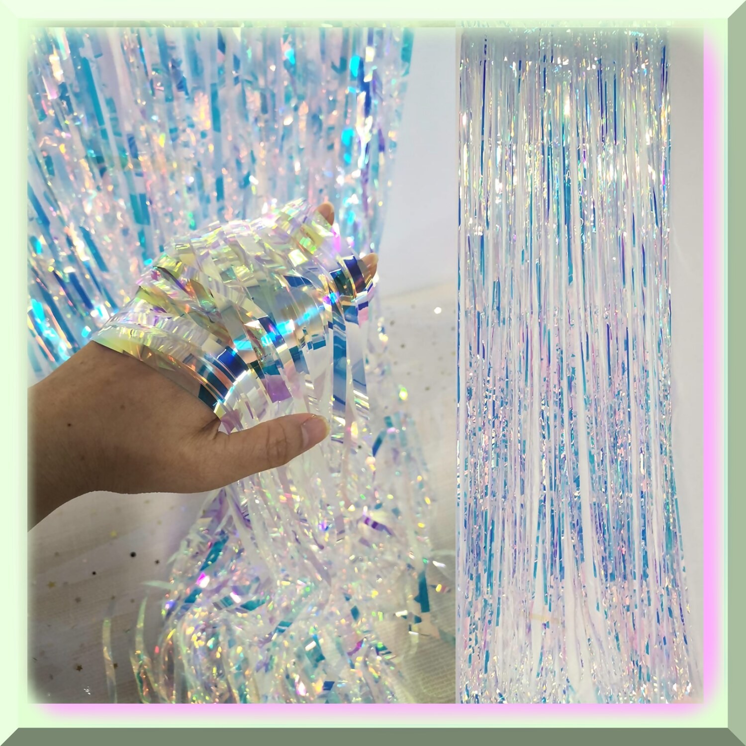 Rainbow Tinsel Fringe Curtain 2 Pieces 1m x 2.5m