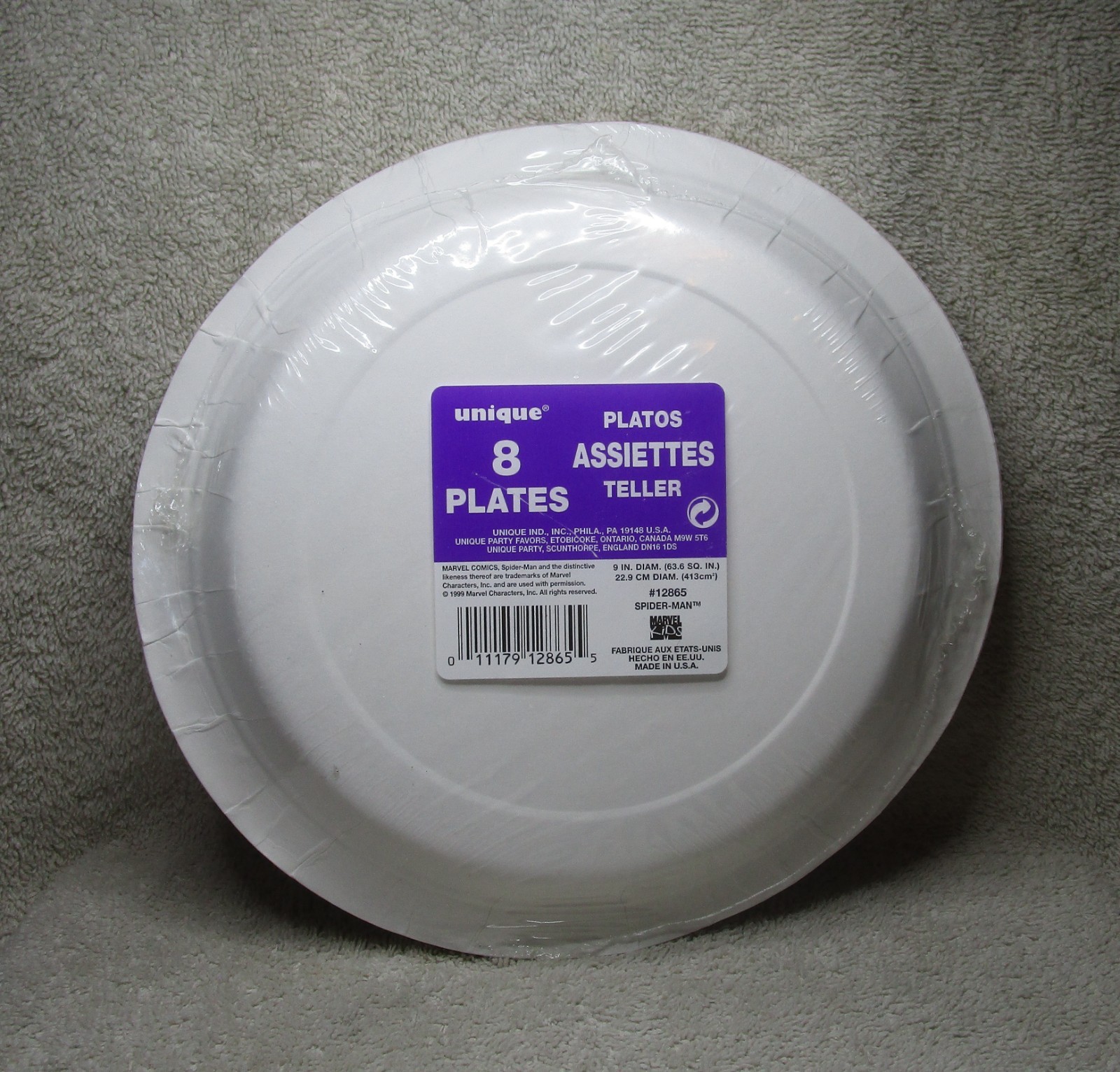 NEW & SEALED 1999 Vintage Unique Marvel AMAZING SPIDER-MAN Plates Pack of 8