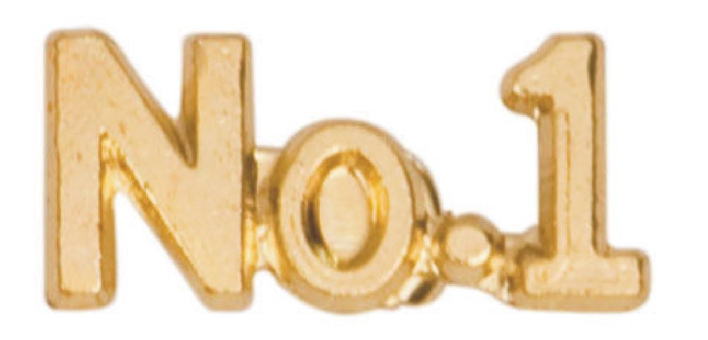 Gold Finish Metal #1 Pin TIE TACK Number Sport School Varsity Insignia Chenille