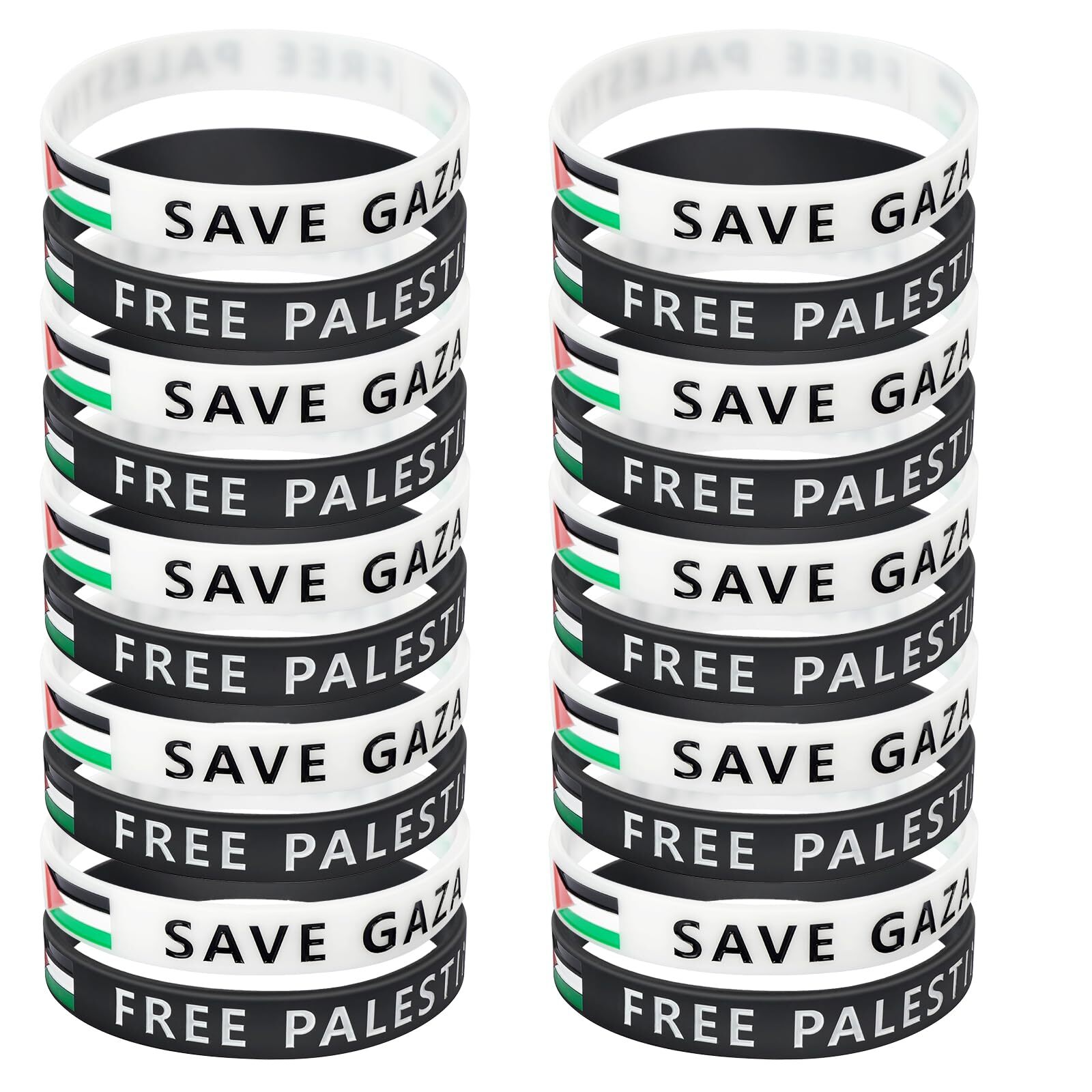 20 Pcs Free Palestine Bracelet Silicone Palestine Flag Wristbands for Men Women