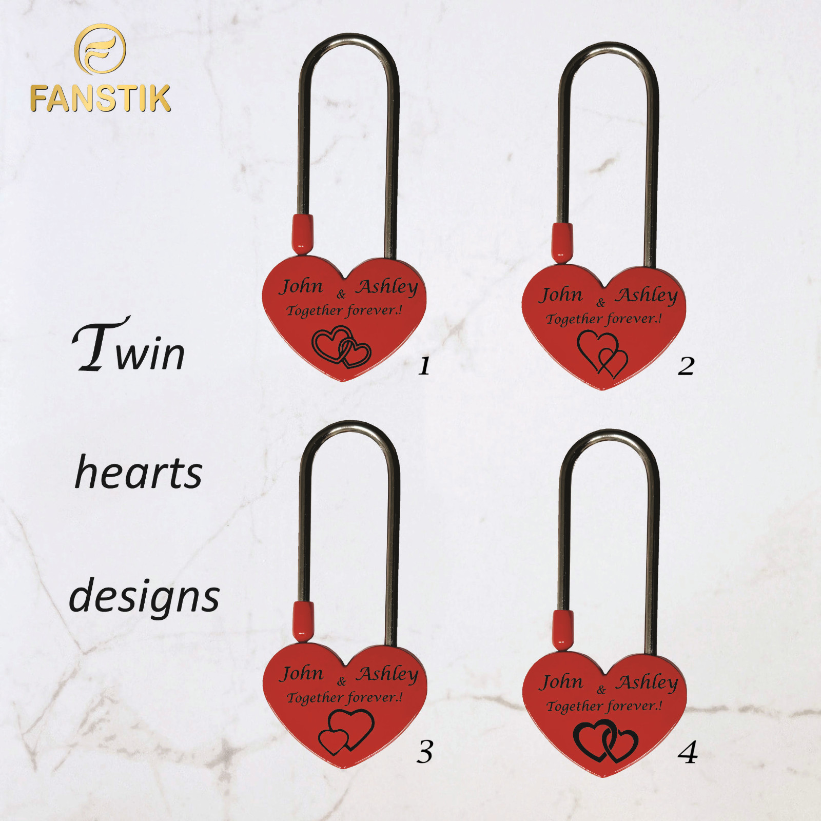 Custom Engraved Red Padlock, Anniversary, Bridge Love Lock, Wedding (Red Heart=