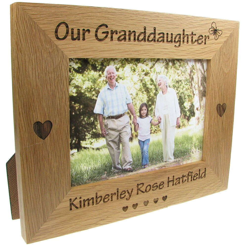 Grandparent Present, ‘Our Granddaughter’ Personalised Solid Oak Photo Frame
