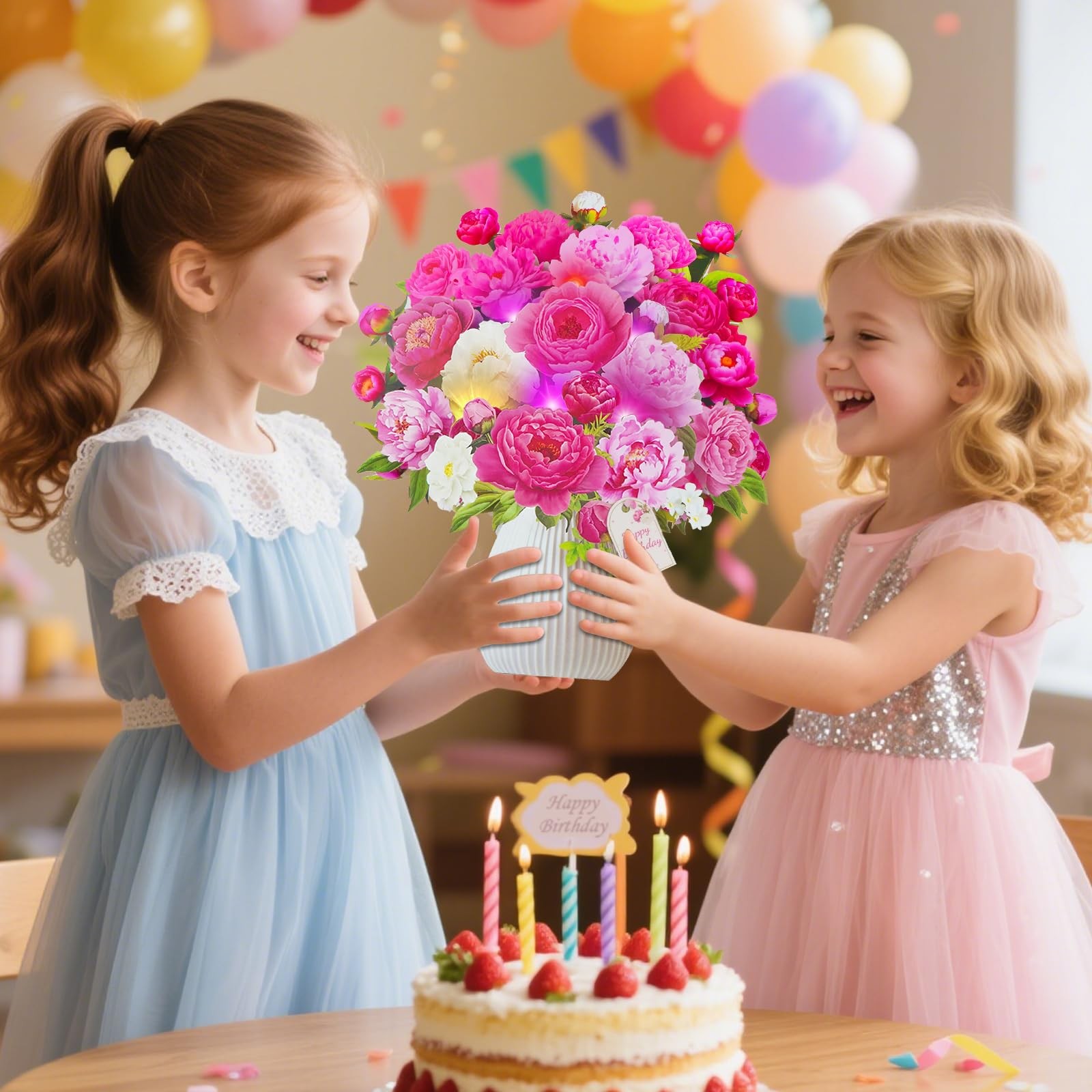 MZD8391 Birthday Cards with MUSIC & LIGHTS, Pop Up 12 inches, Multicolor