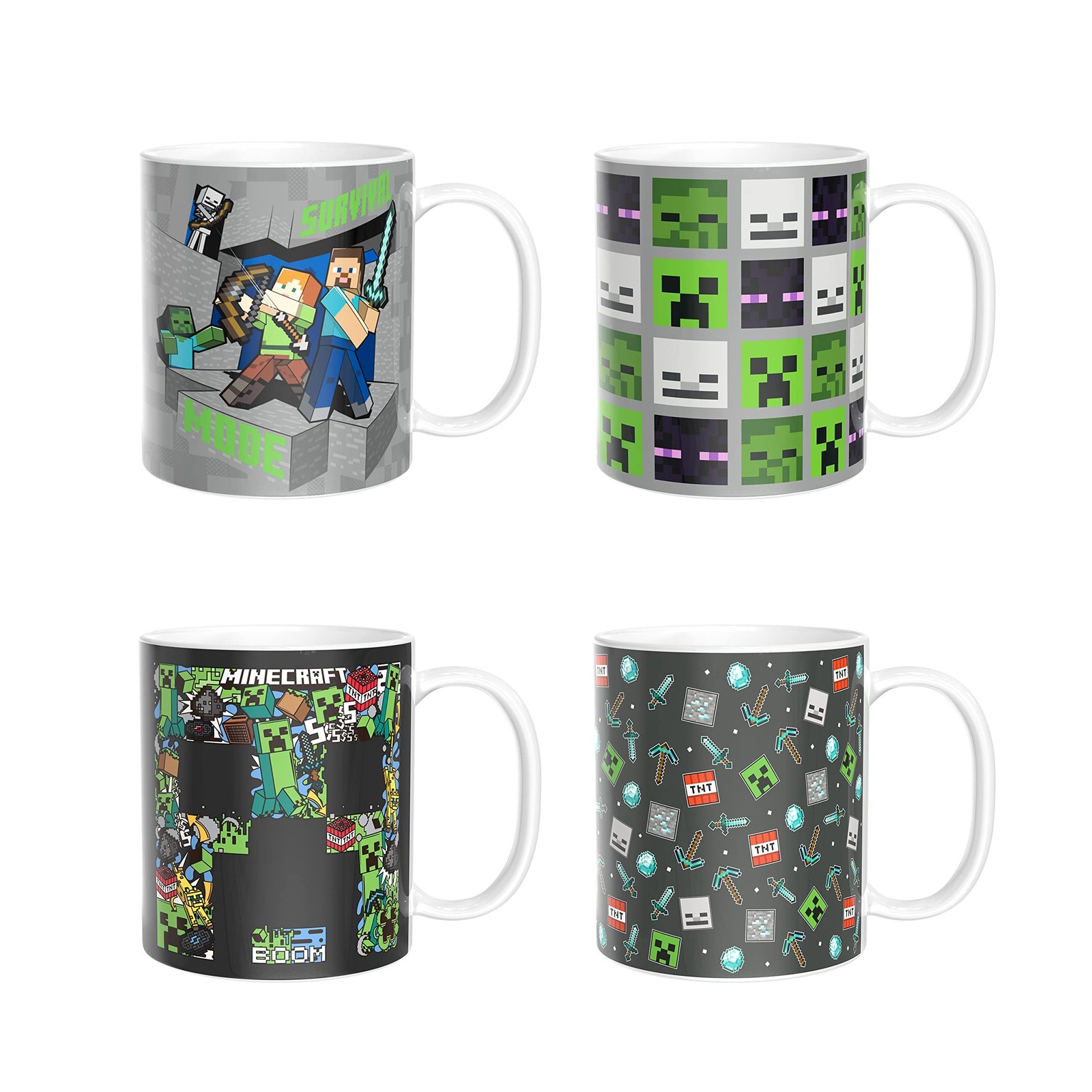 Zak Designs Minecraft Mug Unique Ceramic Coffee Cup Set, Can Coffee Mugs with…
