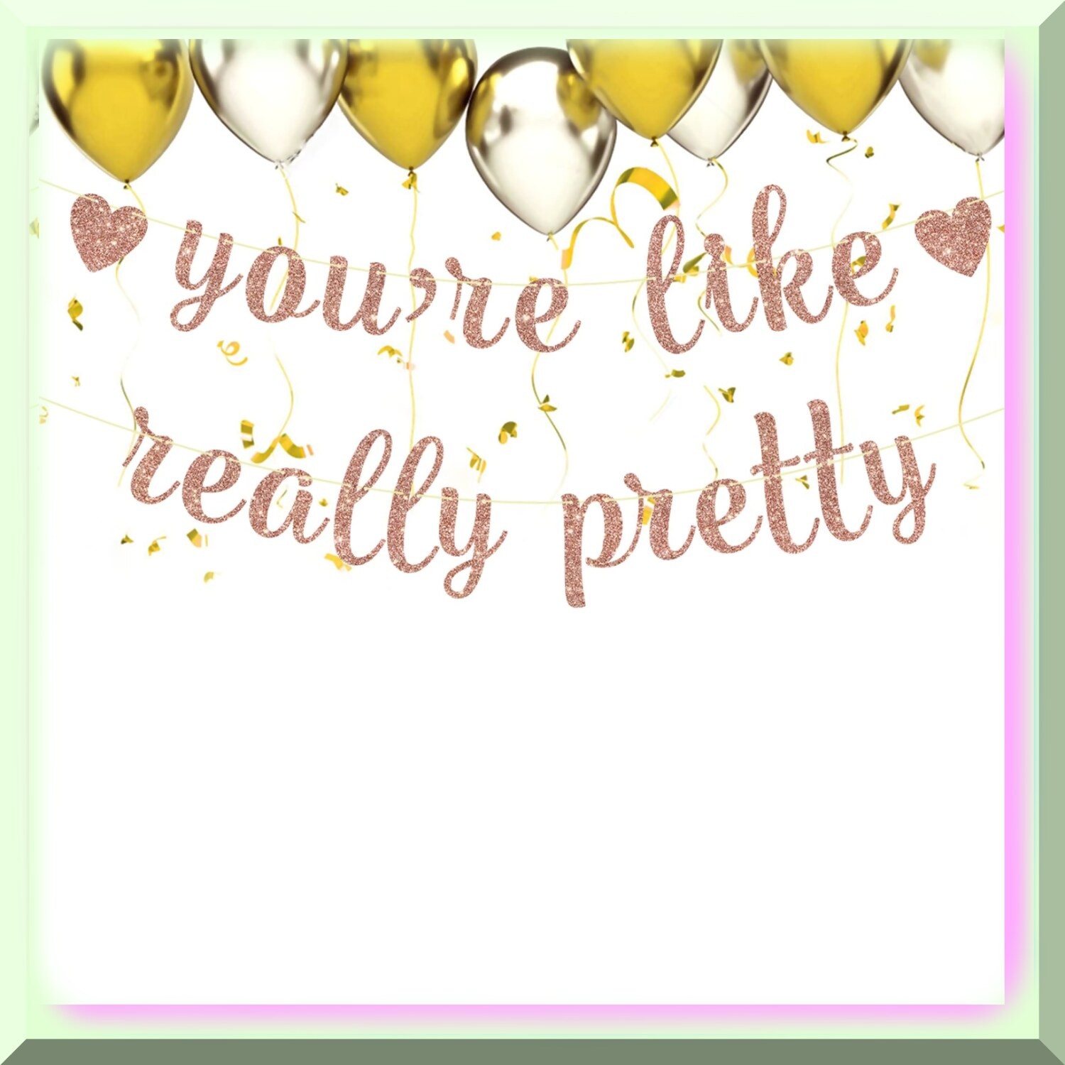 Rose Gold Celebration Banner with Glitter Paper