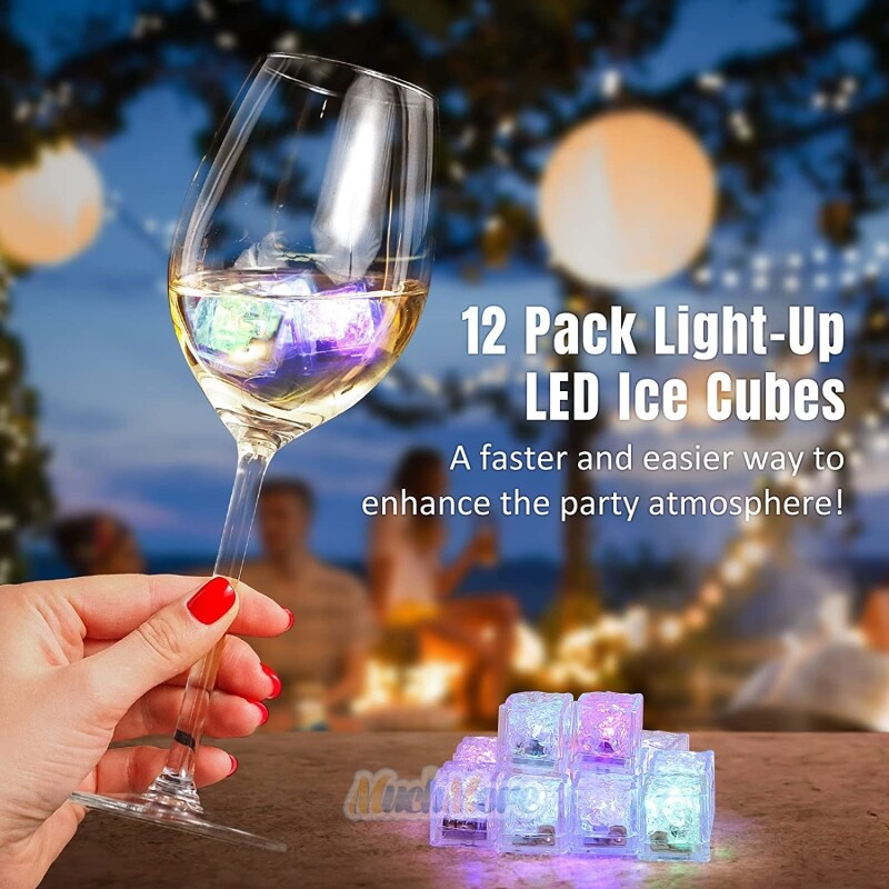 4-40Pcs LED Ice Cube Night Lights Multi Color Flash Liquid Sensor Drinks Decor