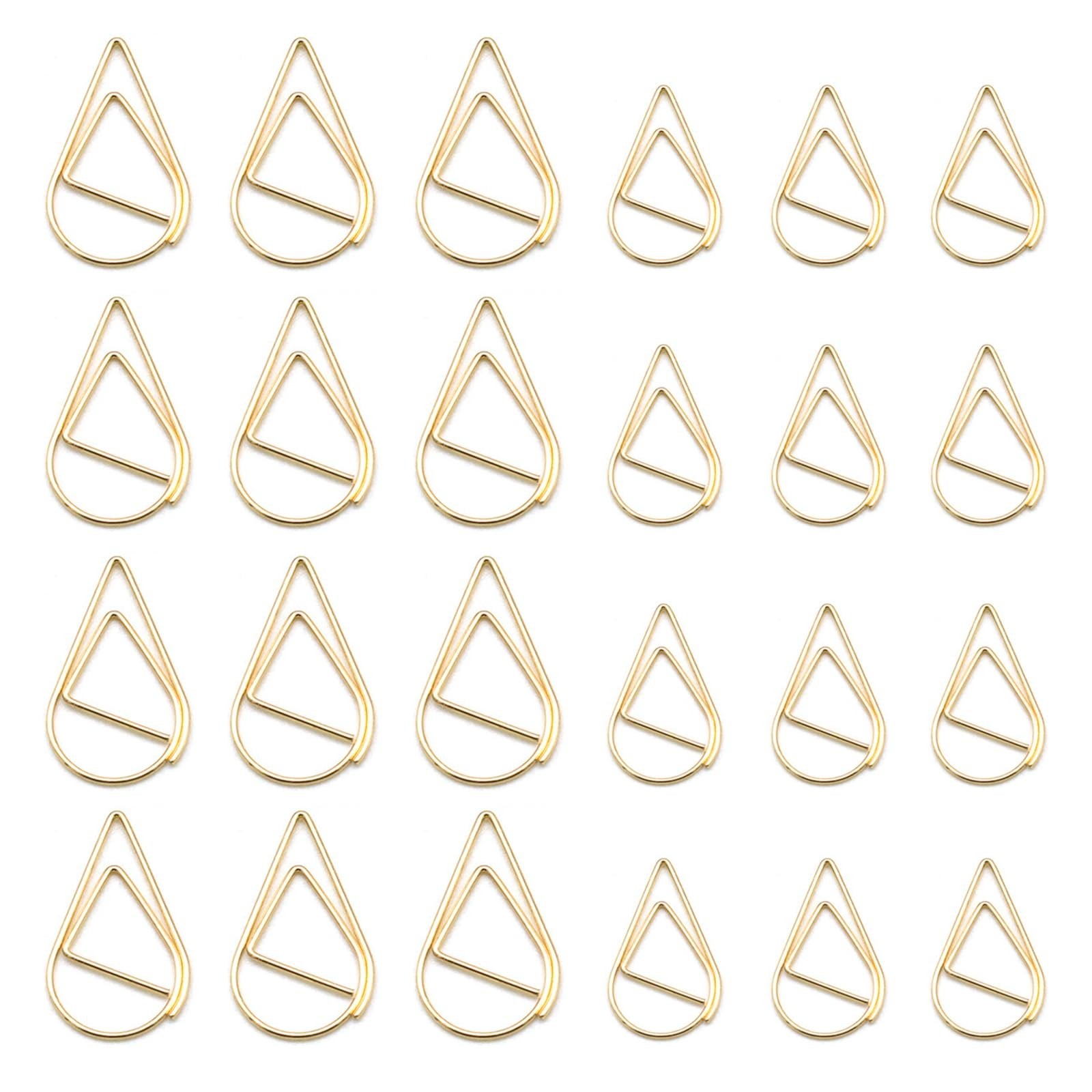 300 Pcs Gold Drops Shaped Paper Clips Set, 150 Pcs Medium Shape and 150 Pcs M…