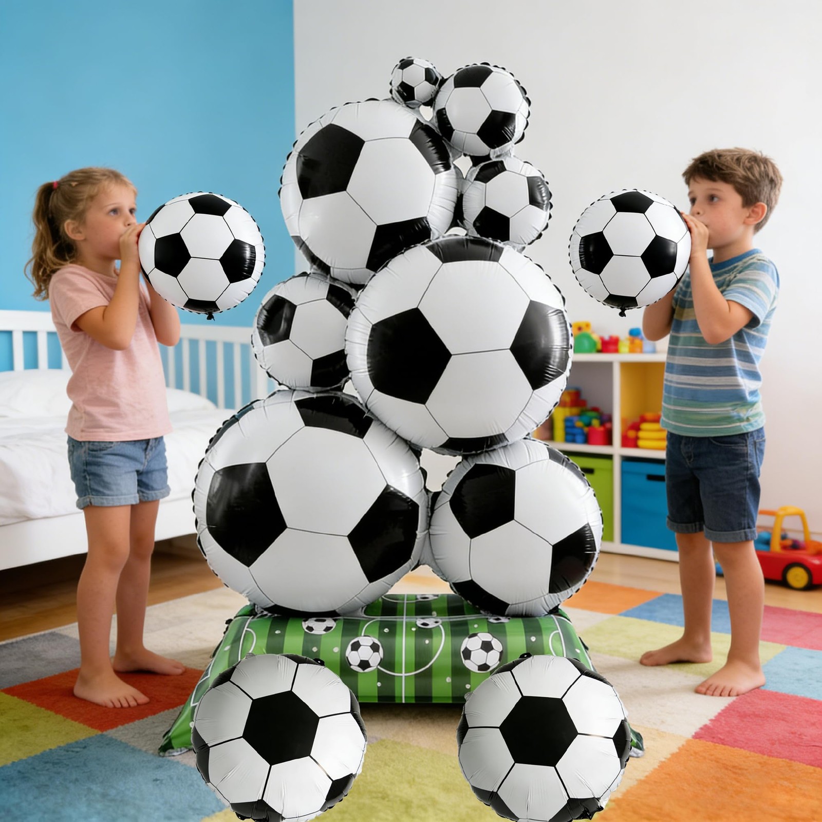 6-Piece Soccer Party Decorations – 32 inches x 59 inches, Black, White, Green
