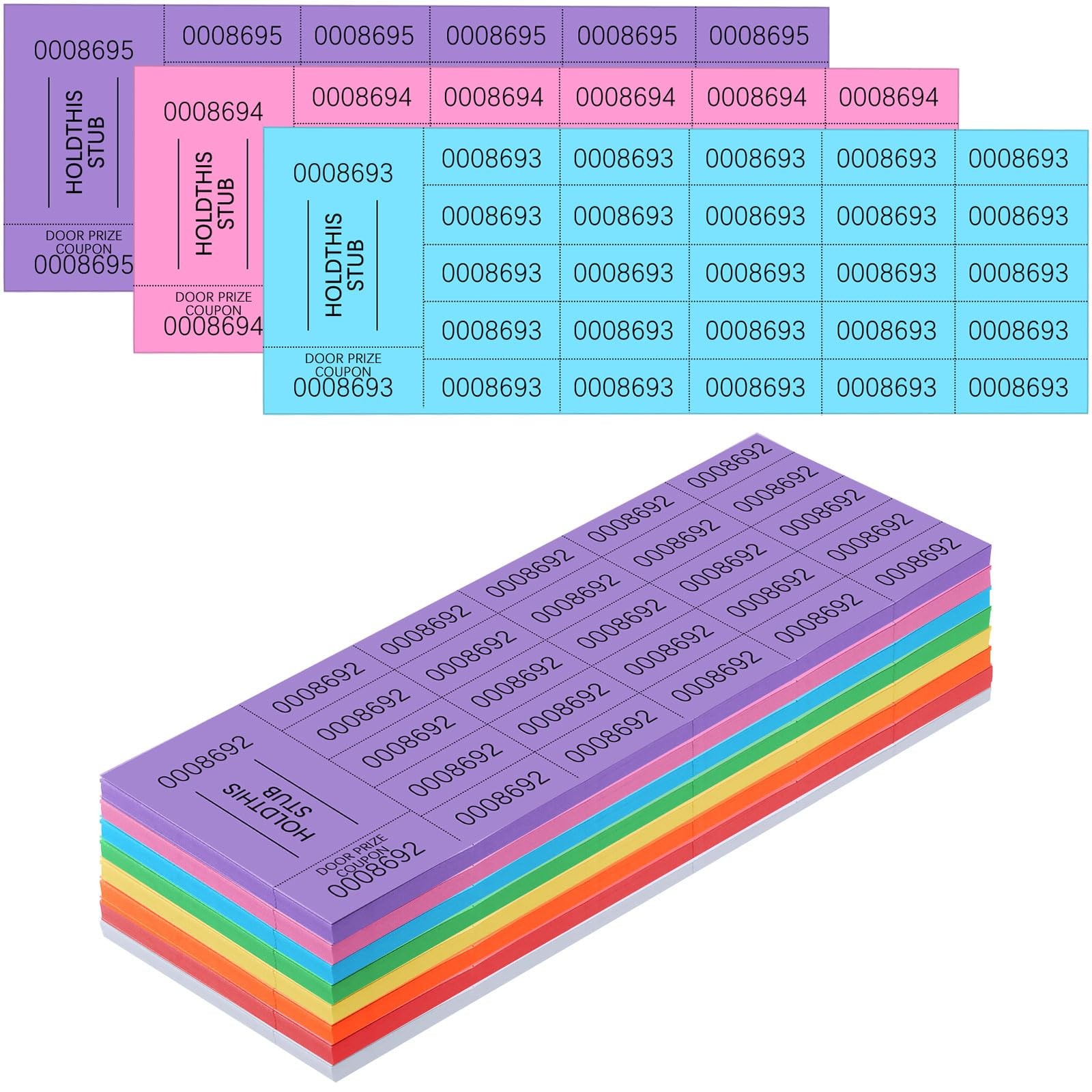 504 Sheets 25 Bid Raffle Tickets Chinese Silent Auction Event Mixed Color