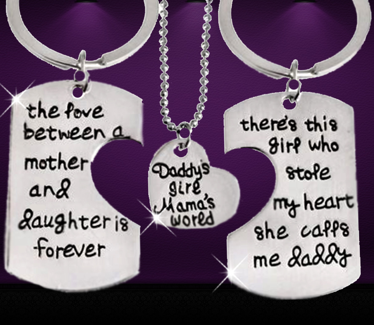 Mum daddy daughter gifts for Fathers day trio parts engraved unusual gift 3 SALE