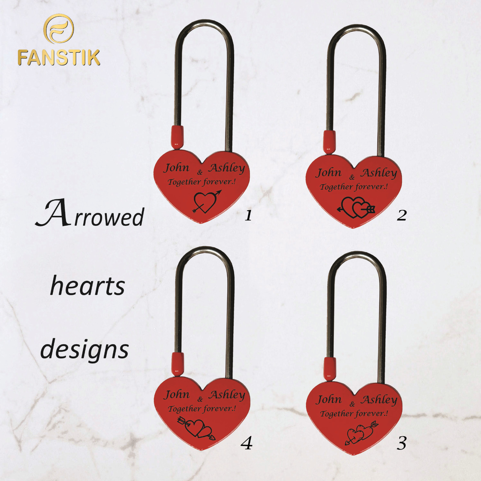 Custom Engraved Red Padlock, Anniversary, Bridge Love Lock, Wedding (Red Heart=