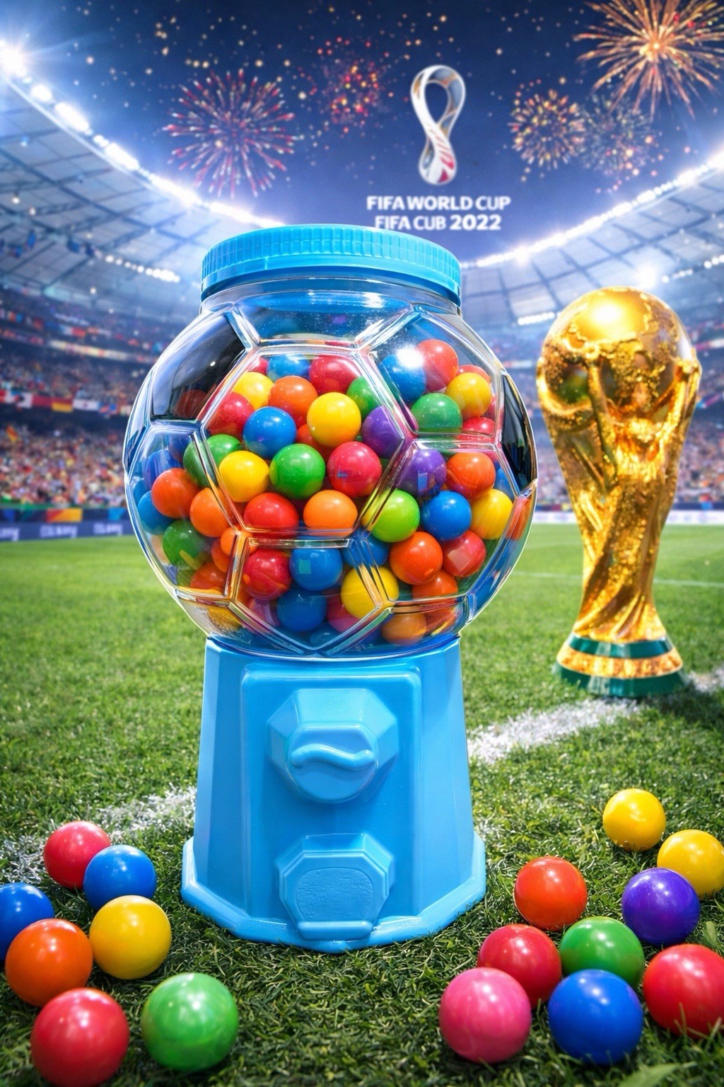 Chiclera Soccer Party Plastic Dummy Gumball Machine Centerpiece Piñata 10Pc