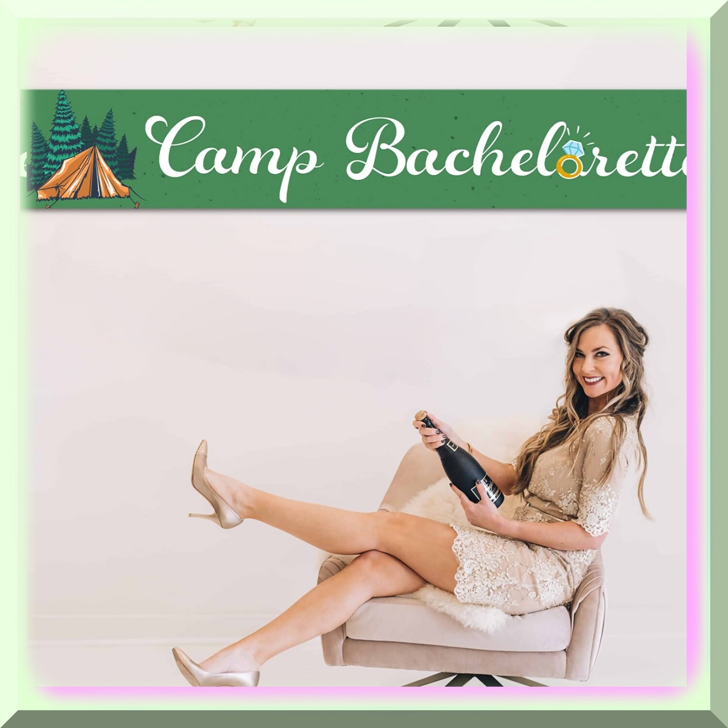 Rustic Lake Glamp Party Banner Outdoor Decor