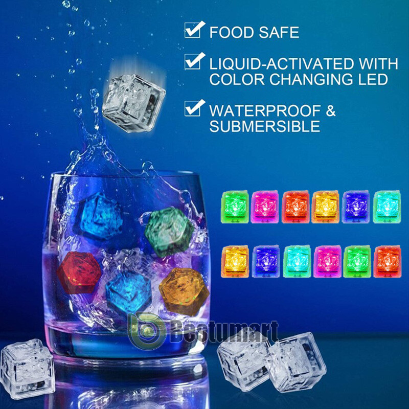 Reusable LED Light Up Ice Cubes Baby Kid Bath Glow Toy Shower Luminous Toy Decor