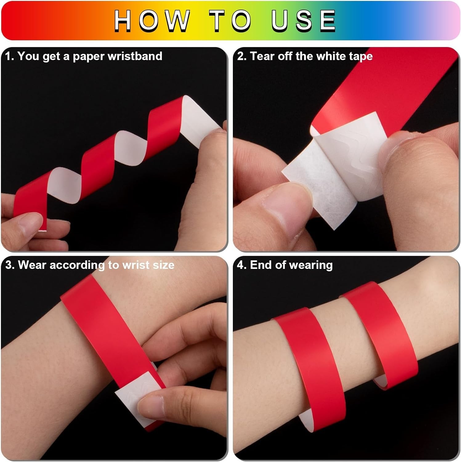 1200 Multicolor Plastic Paper Wristbands for Events – Lightweight & Waterproof