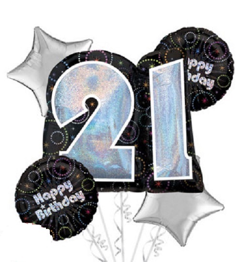Time To Party 21st Birthday Balloon Bouquet 5 Balloons