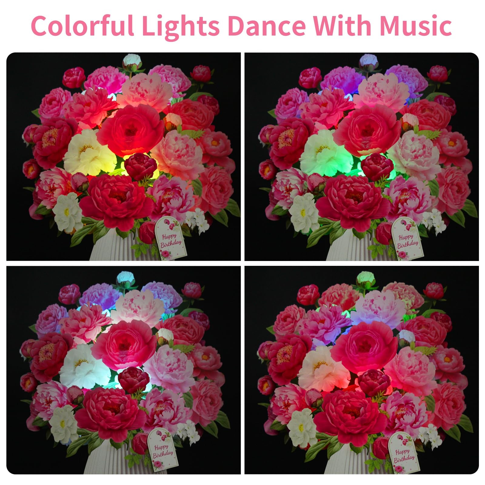 MZD8391 Birthday Cards with MUSIC & LIGHTS, Pop Up 12 inches, Multicolor