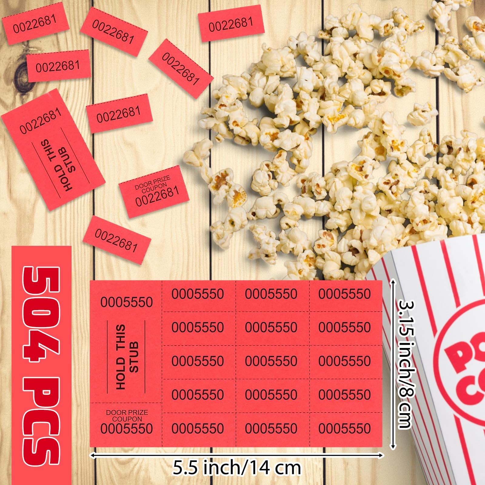 504 Sheet 15 Bid Raffle Ticket Different Number Chinese Auction Event Red
