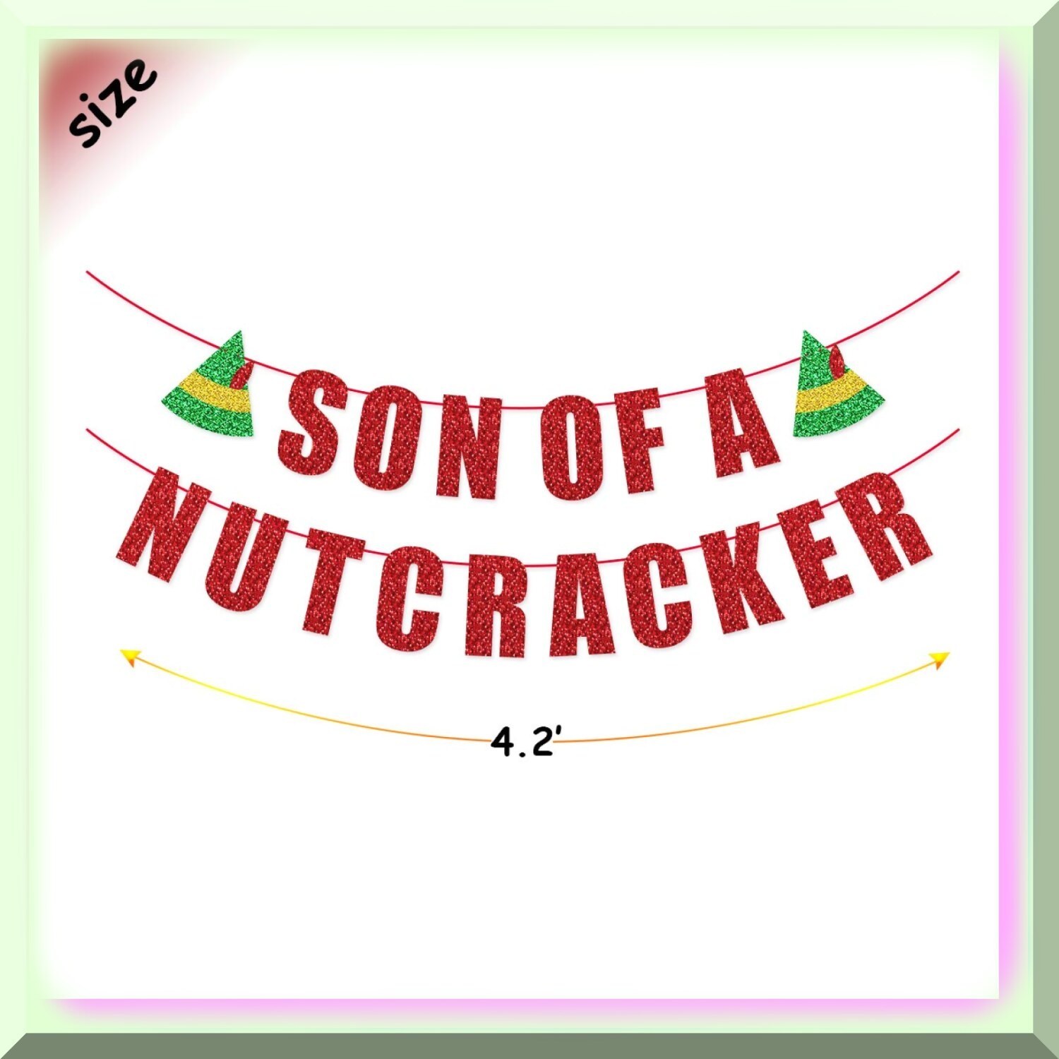 Funny Buddy Elf Nutcracker Banner Glitter Card Stock