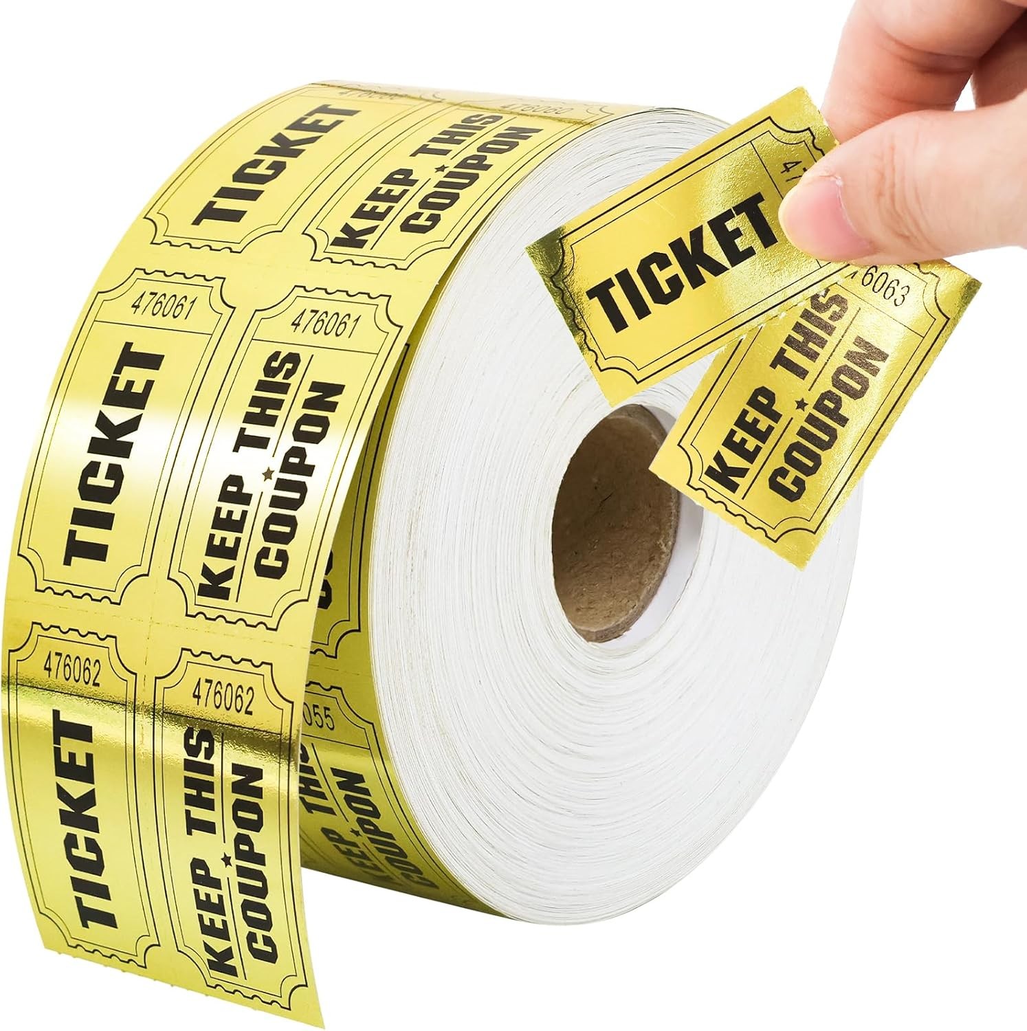 1000 Gold Raffle Tickets Double Roll Metallic Foil Event Prizes