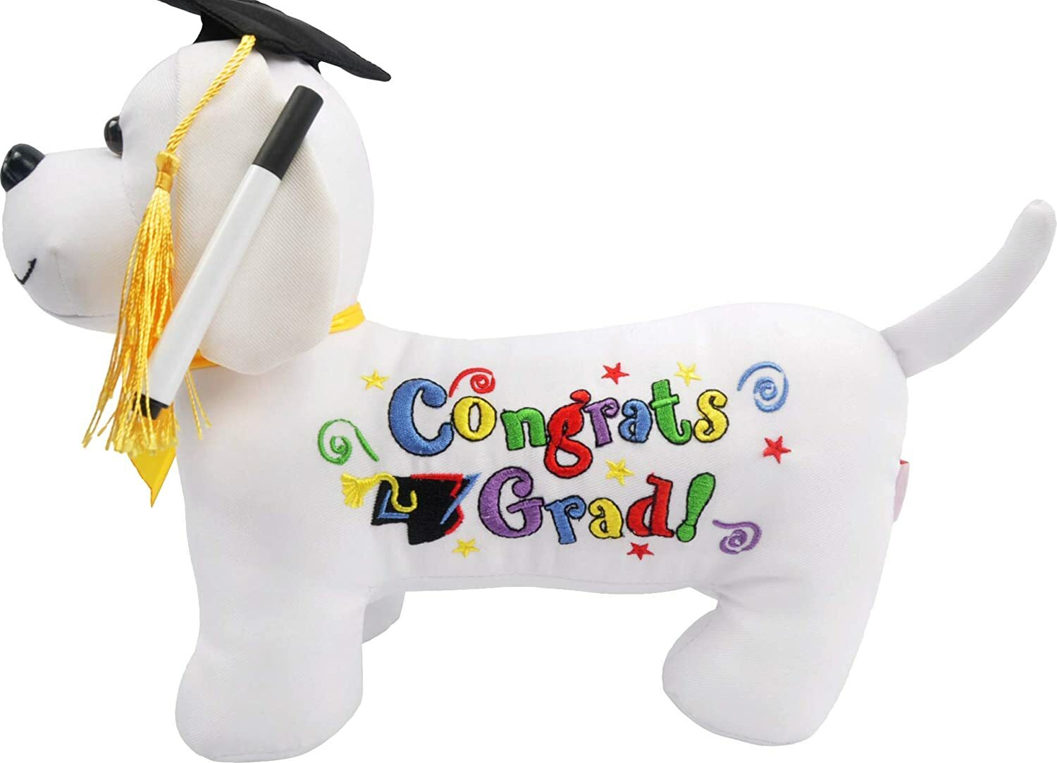 11″ Graduation Autograph Dog Toys Grad Students Gift Toys Party w/ Pen