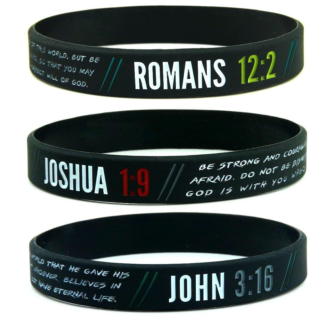 Christian Wristbands Pack of 6 Biblical Verses Gifts for Christian Men