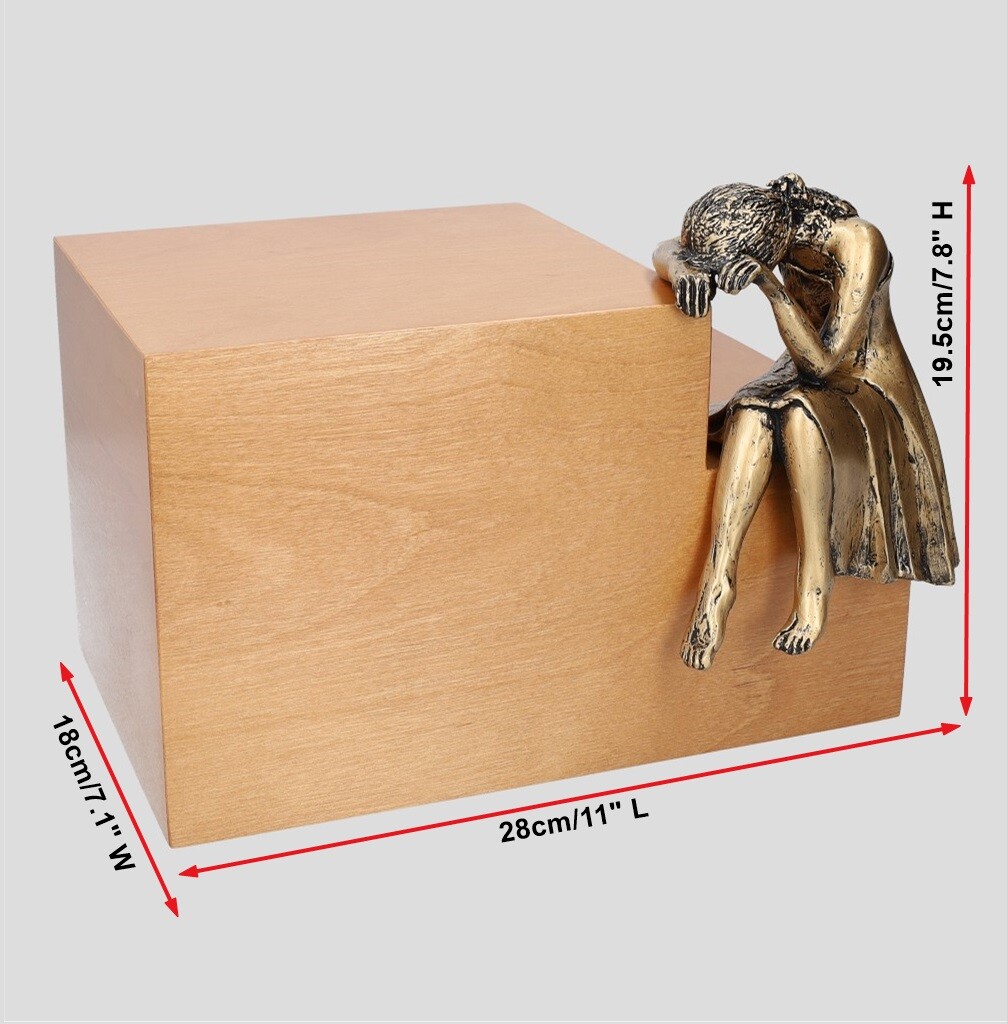 Ashes casket Unique Memorial Cremation Urn Artistic Weeping Woman Sculpture