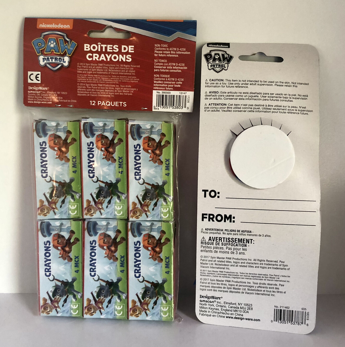 Paw Patrol 4 Pc Crayons 12 Pack + Award Ribbon Birthday Party Supplies Favors