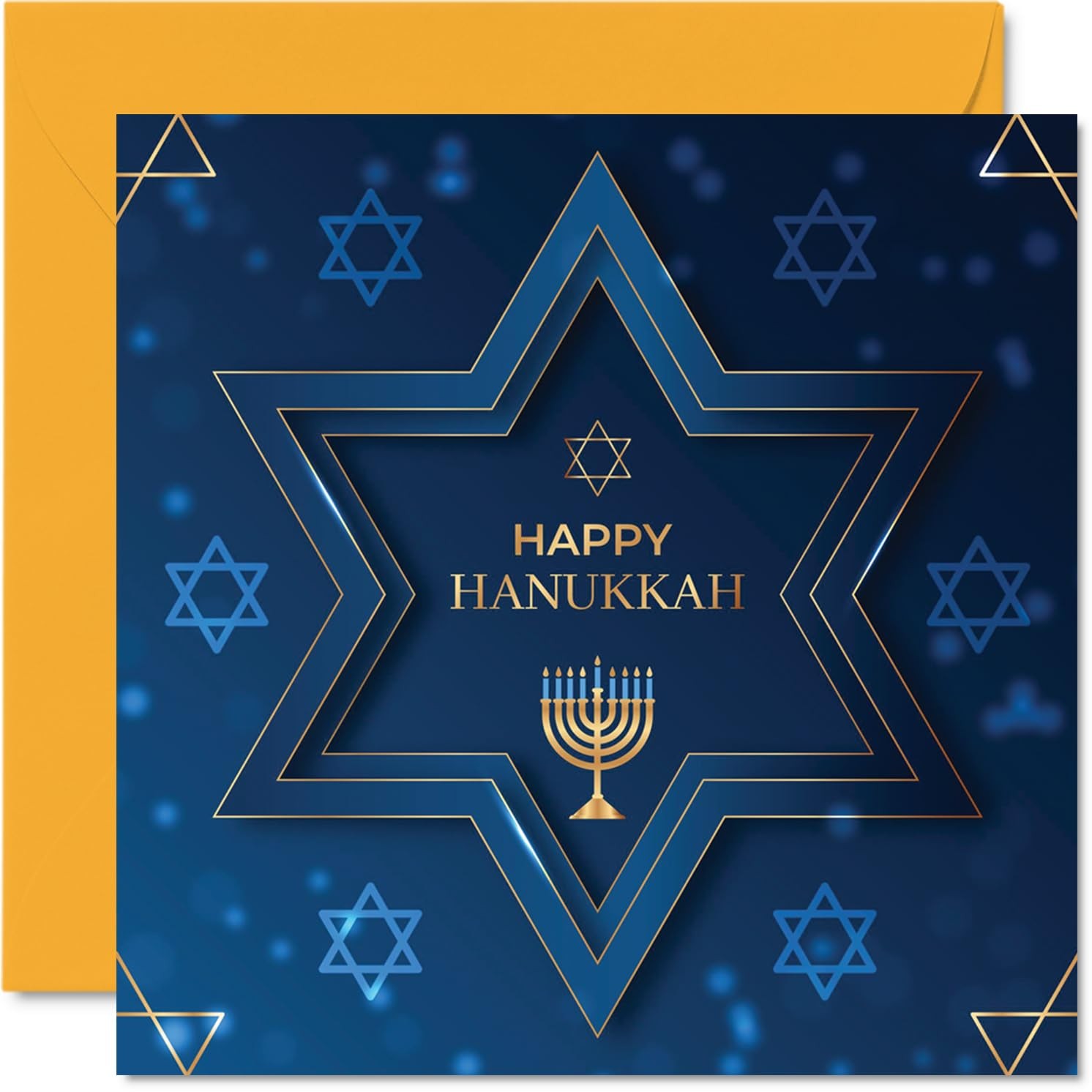 Happy Hanukkah Card for Boys Him – Zentangle Star 145mm x 145mm, Multicolour