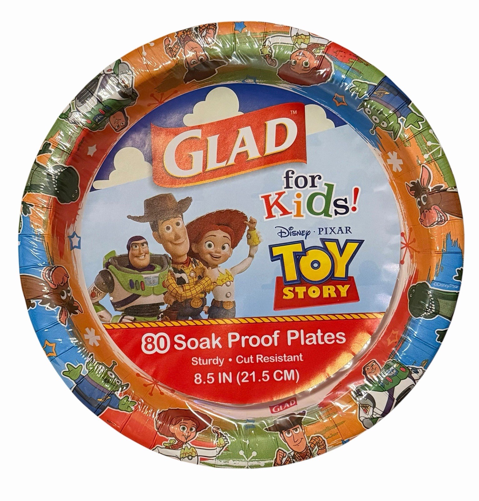 TOY STORY 80ct Paper Party 8.5” Soak/Proof 8.5in PLATES Glad 80CT NEW